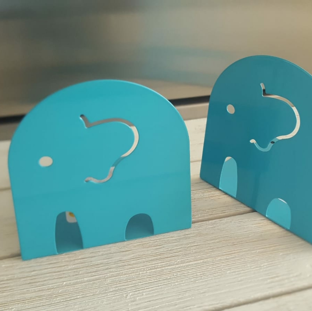 2/$22 Bookends Teal Tiffany Blue Metal Elephants Kids